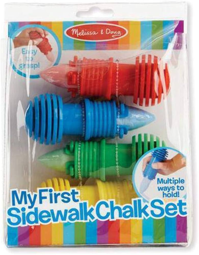 Melissa & Doug My First Sidewalk Chalk Set With Holders - 4 Chalk Sticks and 4 Holders | Amazon (US)