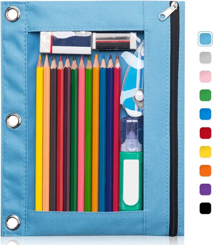 Forvencer Pencil Pouch for 3 Ring Binder, Binder Pencil Case with Smooth Zipper, Clear Window Pen... | Amazon (US)