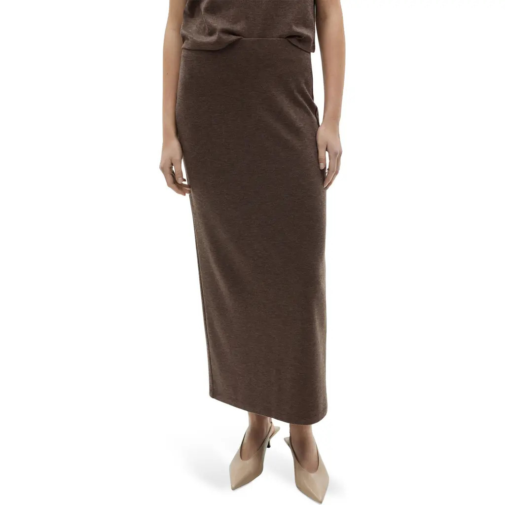 MANGO Slit Knit Maxi Skirt in Brown at Nordstrom, Size X-Large | Nordstrom