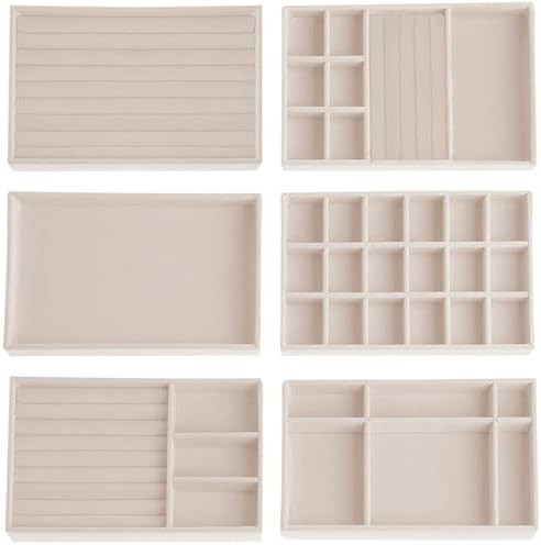 Jewellery Storage Drawer, 6 Pieces Jewellery Tray, Jewellery Box, Jewellery Organisers, Velvet, S... | Amazon (DE)
