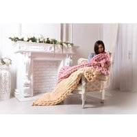 Chunky Knit Blanket, Blanket, Choose Size & Color Throw Twin, Queen, King, Photorgaphy Prop, Gift For Her, Mom, Home Staging | Etsy (US)