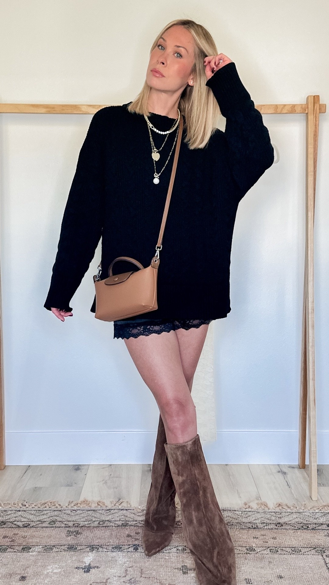 Date night | dinner | fall outfit 

Size L in the sweater and XS in the shorts

#LTKStyleTip #LTKShoeCrush