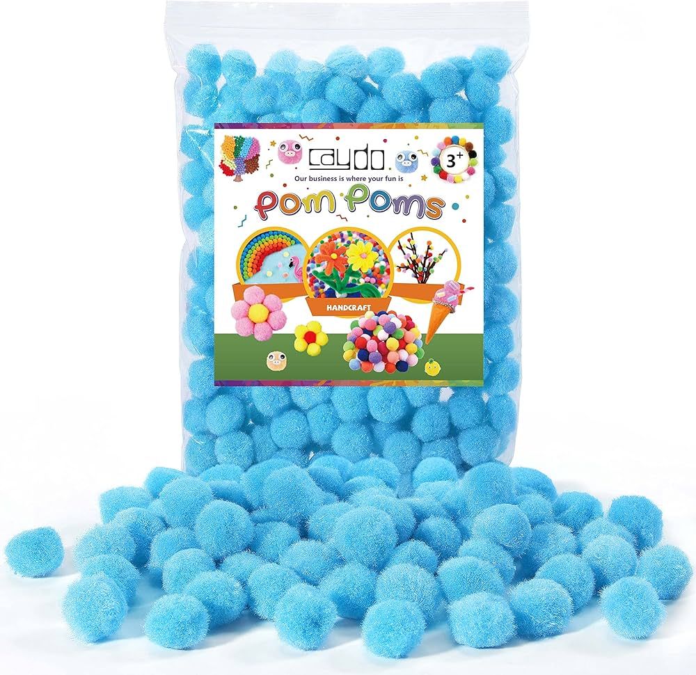 Caydo 150 Pieces Blue Craft Pom Poms, 1 Inch Fuzzy Pompom Puff Balls for Arts and Crafts Projects... | Amazon (US)