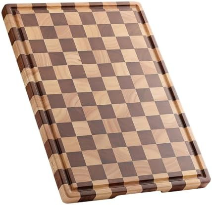 Acacia Wood Cutting Board for Kitchen – Chopping Board with Grooves & Handles, Large Wooden Cut... | Amazon (US)