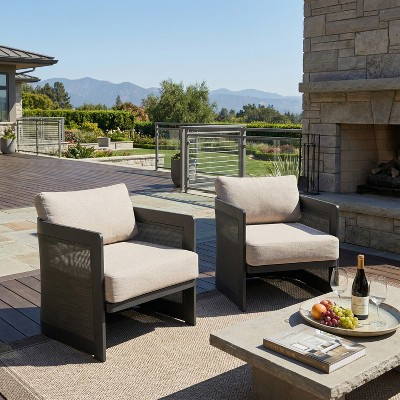 Christopher Knight Home Kamal Modern Patio Aluminum Olefin Upholstered Club Chairs with Cushion, ... | Target