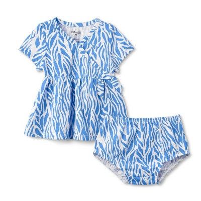 Baby Short Sleeve Sea Twig Blue Wrap Dress - DVF for Target | Target