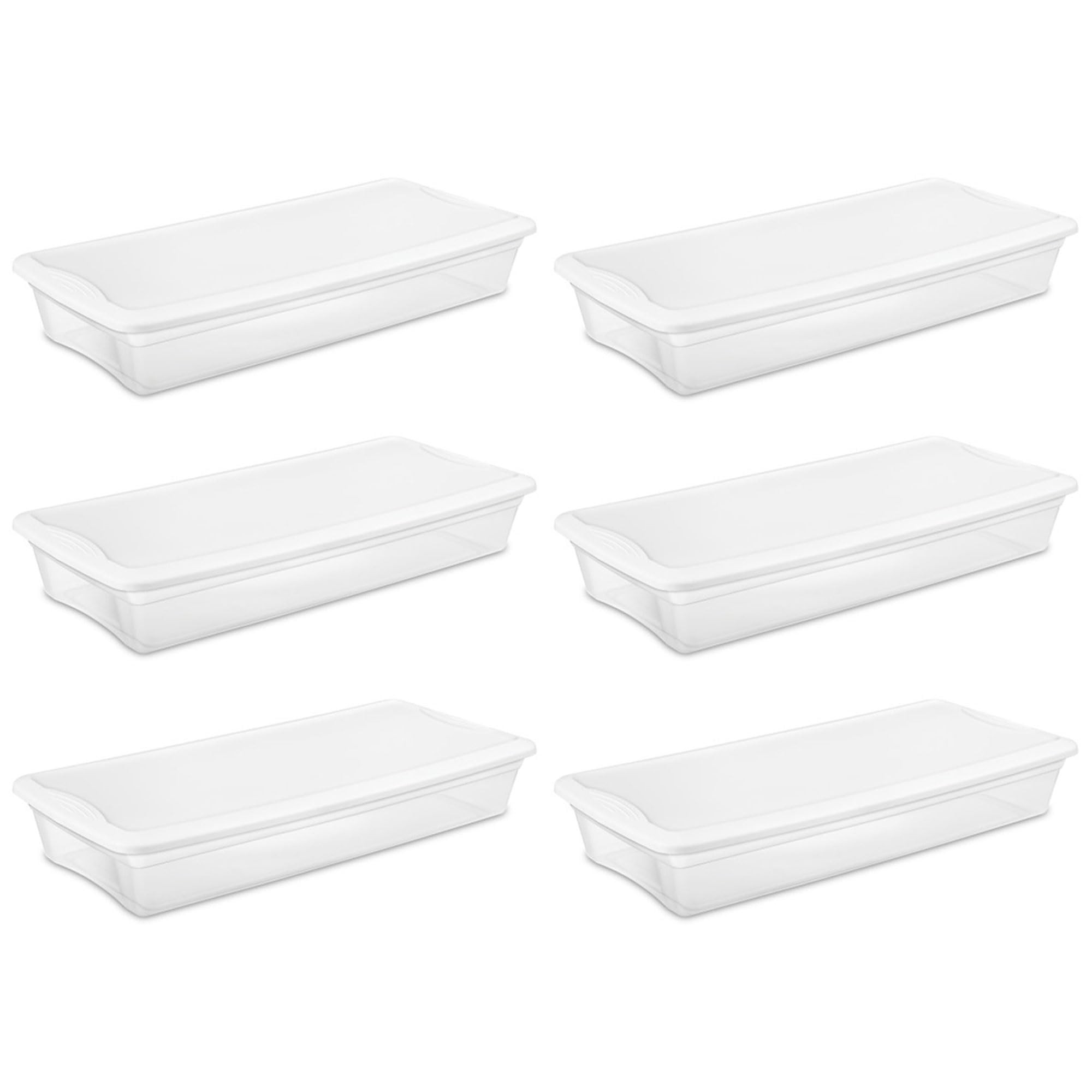 Sterilite 6-Pack Storage Box, Stackable Clear Plastic Bins with Snap-On Lids, 41 Quart | Amazon (US)