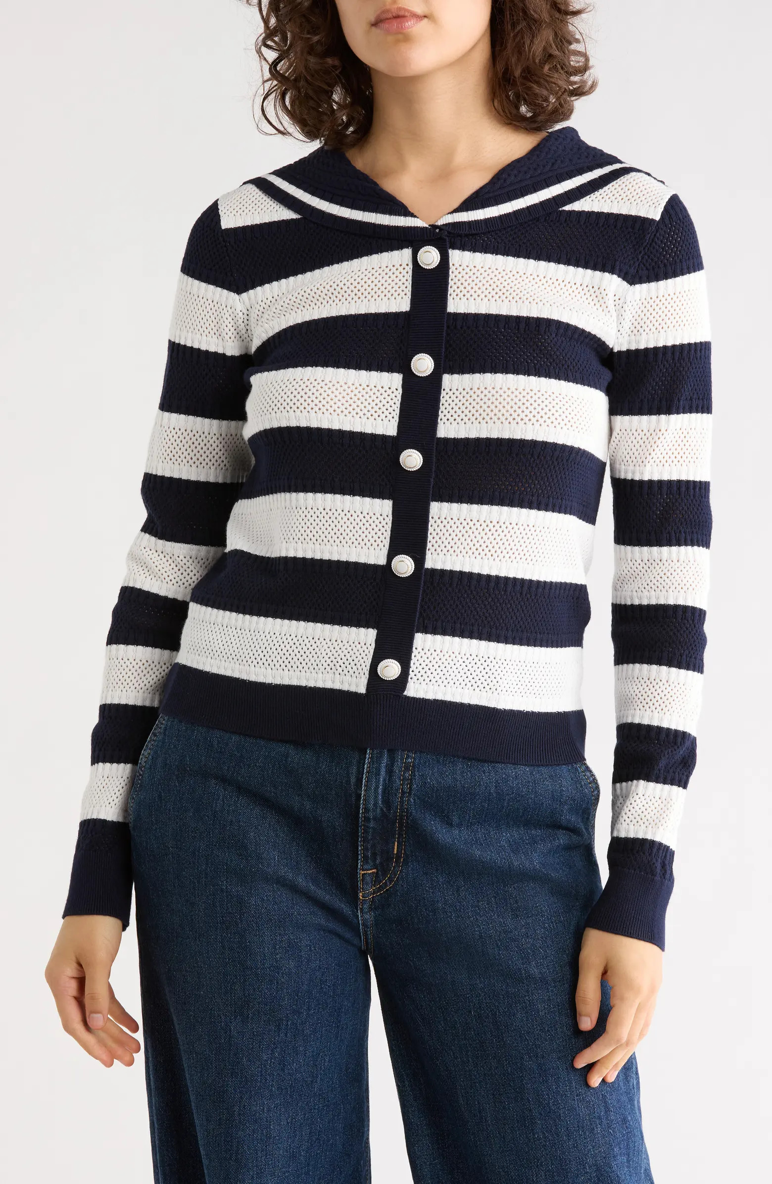 Adrianna Papell Nautical Stripe Knit Cardigan | Nordstromrack | Nordstrom Rack