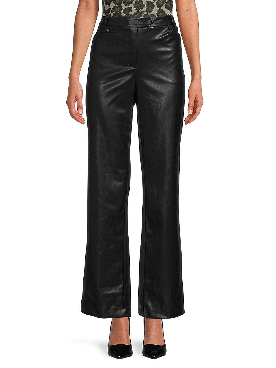 Calvin Klein Women's High Rise Faux Leather Pants - Black - Size 12 | Saks Fifth Avenue OFF 5TH