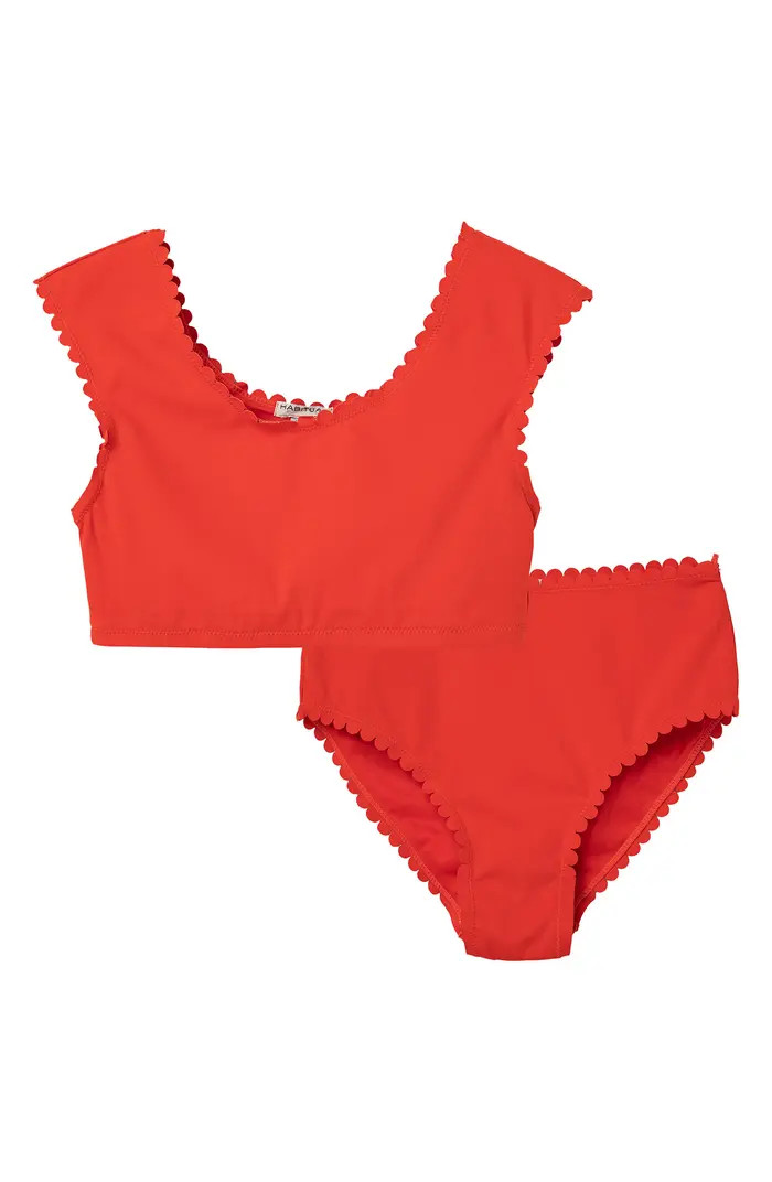 Habitual Kids' Scallop Two-Piece Swimsuit | Nordstrom | Nordstrom