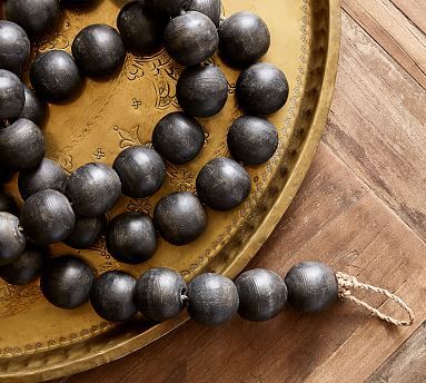 Mango Wood Beaded Garland - Black | Pottery Barn (US)