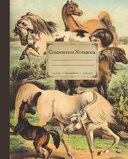Composition Notebook: Beautiful College Ruled Notebook with Vintage Horses Illustration 7.5" x 9.... | Amazon (US)