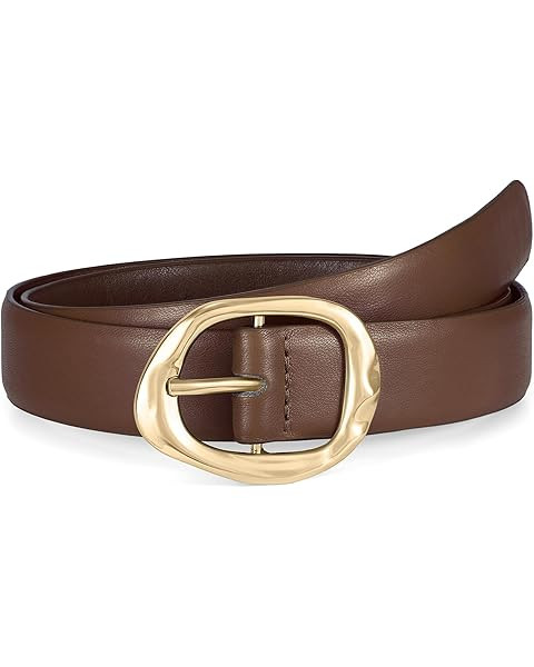 Earnda Leather Belts for Women Casual Fashion Waist Belt with Liquid Shapes Gold Buckle for Jeans... | Amazon (US)