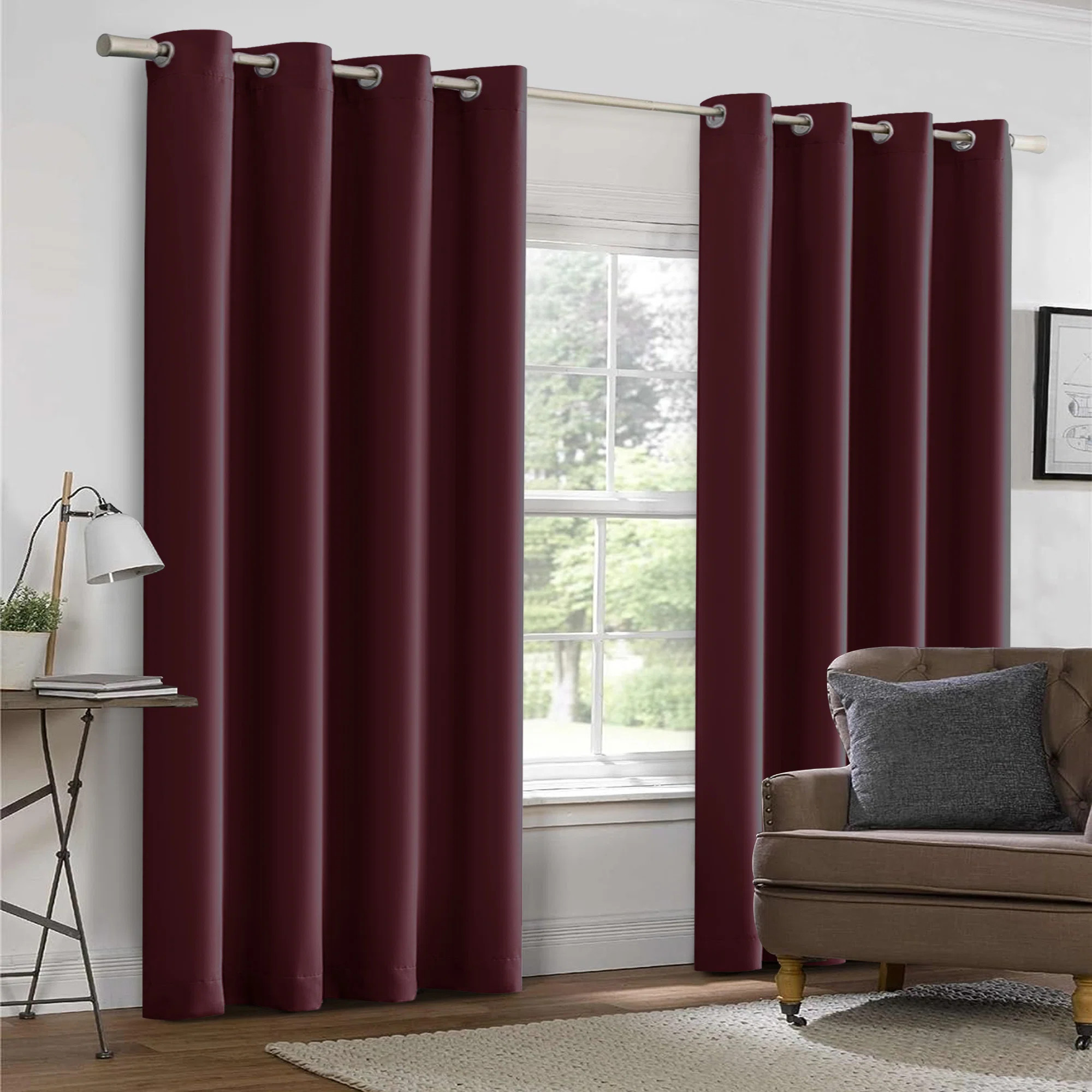 Ebern Designs Polyester Blackout Curtains Grommet Thermal Insulated Double Panel (Set of 2) | Wayfair North America