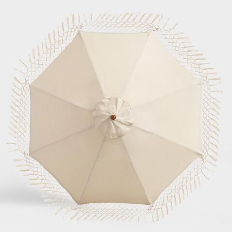 Natural 9 Ft Replacement Umbrella Canopy With Fringe | World Market