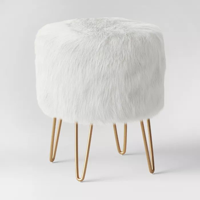 Radovre Hairpin Ottoman Faux Fur White - Project 62™ | Target