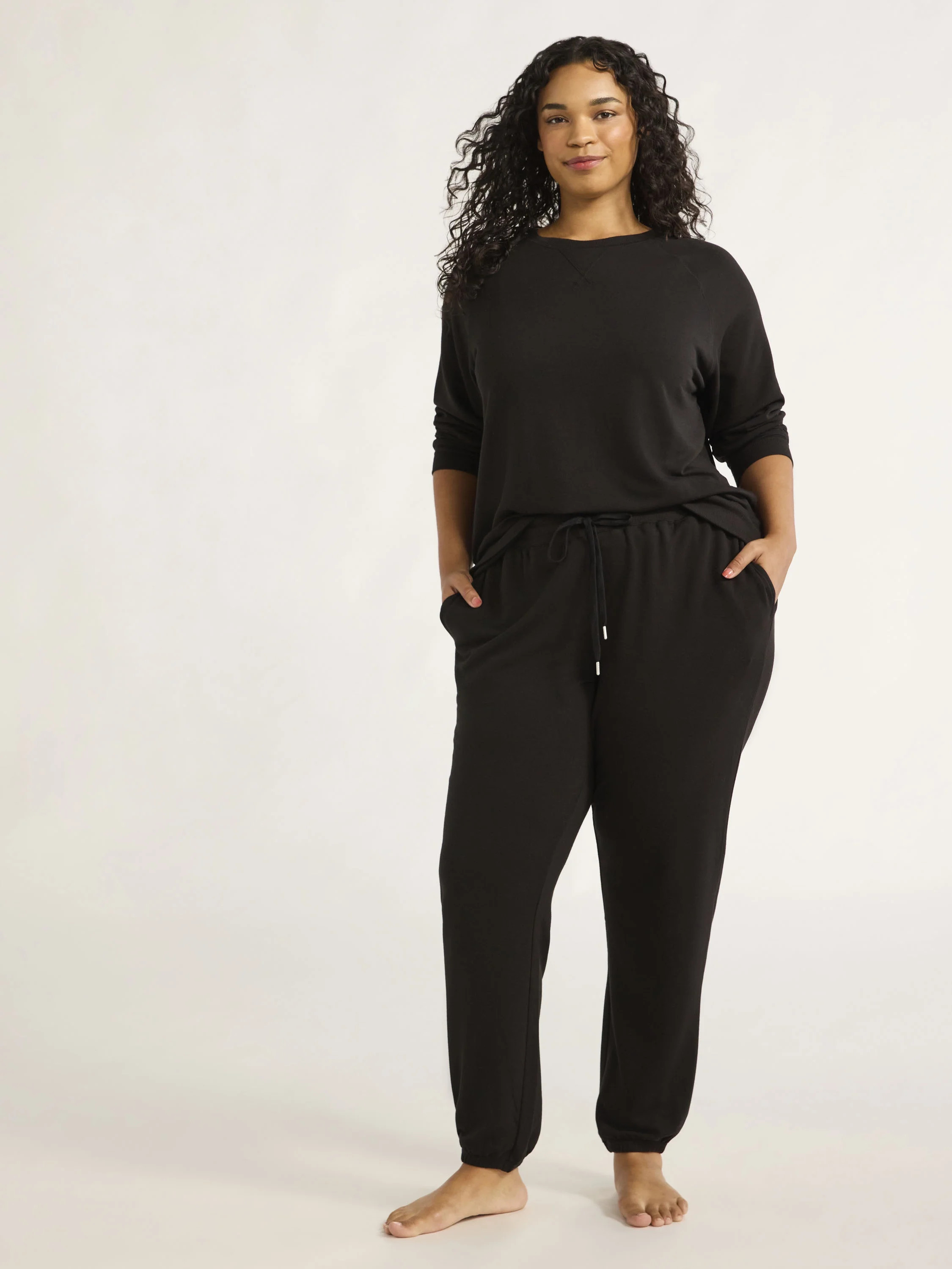 Joyspun Women's and Women’s Plus French Terry Sweatshirt and Joggers Set, 2-Piece, Sizes XS to ... | Walmart (US)