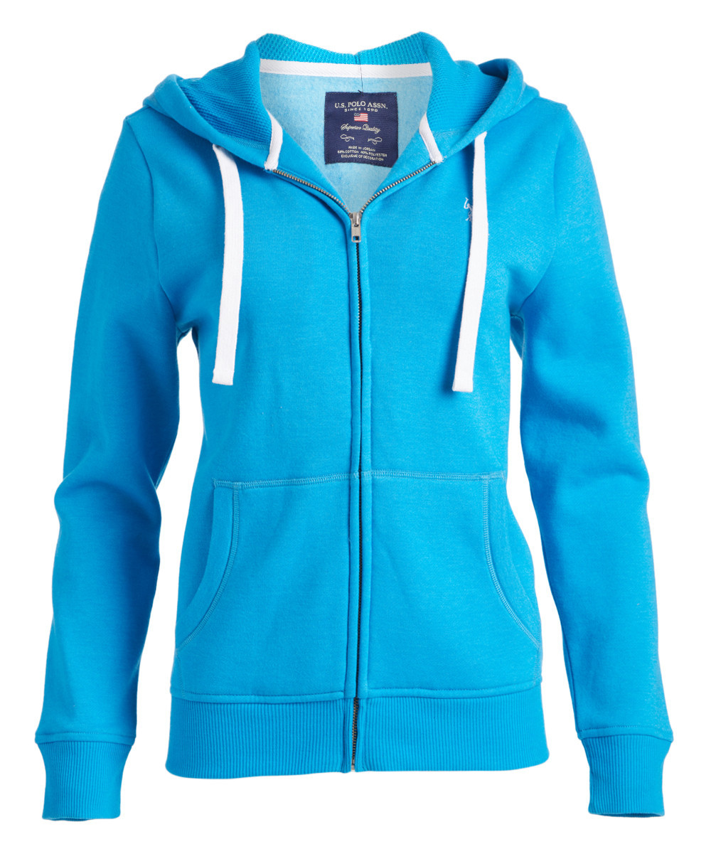 U.S. Polo Assn. Women's Sweatshirts and Hoodies Flip - Flip-Flop Blue Zip-Up Hoodie - Women | Zulily