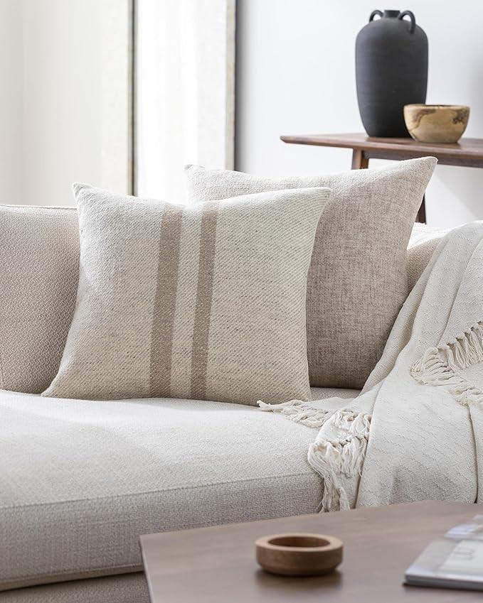 Livabliss x Becki Owens Modern Brett Accent Pillow Cover only, 20" L x 20" W, Gray/Taupe | Amazon (US)