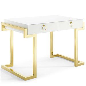 Modway Ring Vintage Writing Desk in Gold and White | Homesquare