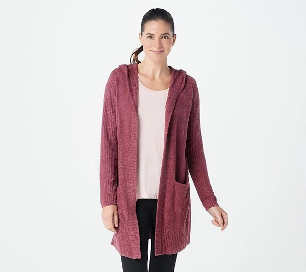 Barefoot Dreams Cozychic Lite Relaxed Hooded Cardi with Pockets — QVC.com | QVC