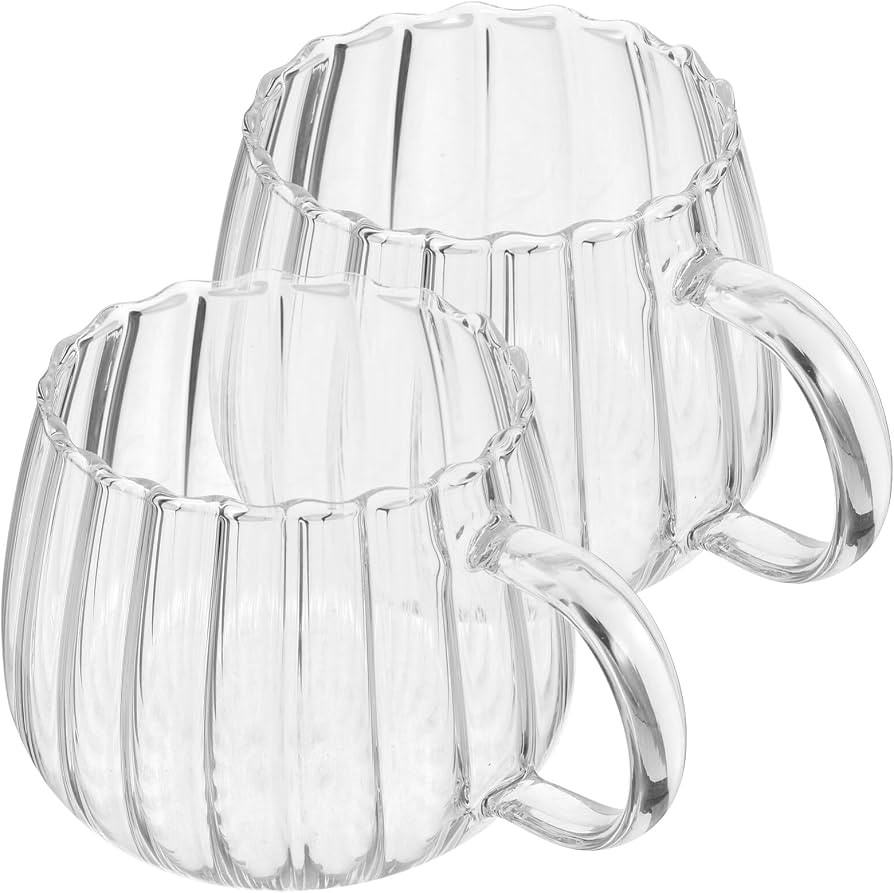 Luxshiny Pumpkin Mug Cups 2pcs Coffee Mug with Handle Clear Beverage Mug Glass Pumpkin Mug Glass ... | Amazon (US)