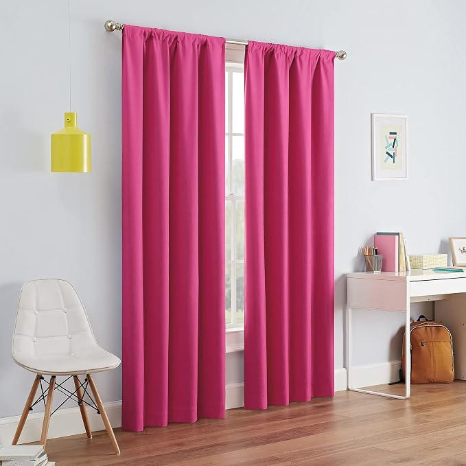 ECLIPSE Kendall Modern Blackout Thermal Rod Pocket Window Curtain for Bedroom or Living Room (1 P... | Amazon (US)