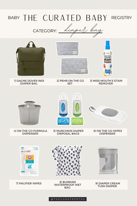 The Curated Baby Registry | 9 Must Have Items by Category | Diaper Bag

Baby registry, baby gifts, baby must haves, indi diaper bag, dagne Dover diaper bag, backpack, gender neutral diaper bag, Pehr on the go set, changing bad, diaper bag organizer, ms mouths, stain remover, stain treater, formula dispenser, munchkin diaper disposal bags, Oxo tot wipes dispenser, pacifier wipes, wet bag, bumpkins waterproof wet bag, diaper cream tush swiper, baby diaper bag essentials

#LTKbaby #LTKfamily #LTKitbag