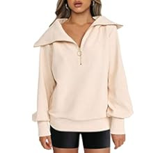Yanekop Womens Half Zip Up Sweatshirt Long Sleeve Lapel Loose Pullover Oversized Fall Tunic Tops | Amazon (US)