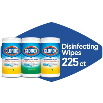 Clorox 225 -Count Crisp Lemon and Fresh Scent Disinfectant Wipes All-Purpose Cleaner 3 -Pack | Lowe's
