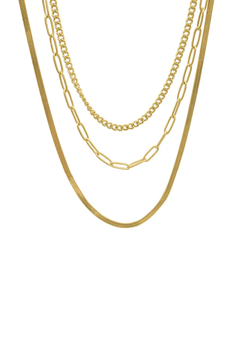 Adornia 14K Yellow Gold Paperclip, Curb, & Snake Chain Necklace Set | Nordstromrack | Nordstrom Rack