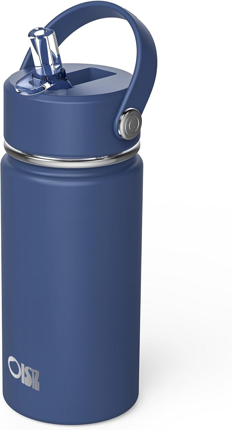 OISIZ Kids Water Bottle with Straw Lid 14oz, Vacuum Insulated 316 Stainless Steel Water Bottles f... | Amazon (US)