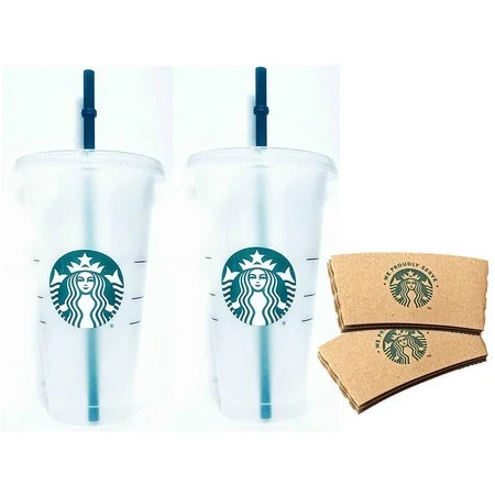 Starbucks Reusable Venti 24-fl.oz. Frosted Cold Cup Bundle (Two Cups with Paper Sleeves) | Walmart (US)