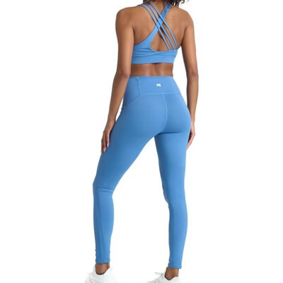 POPSUGAR 2 Piece Workout Sets for women - High Waist Leggings and Sports Bra Yoga Set Matching Gym Pilates Running Work Outfit MEDIUM Blue Mist | Target