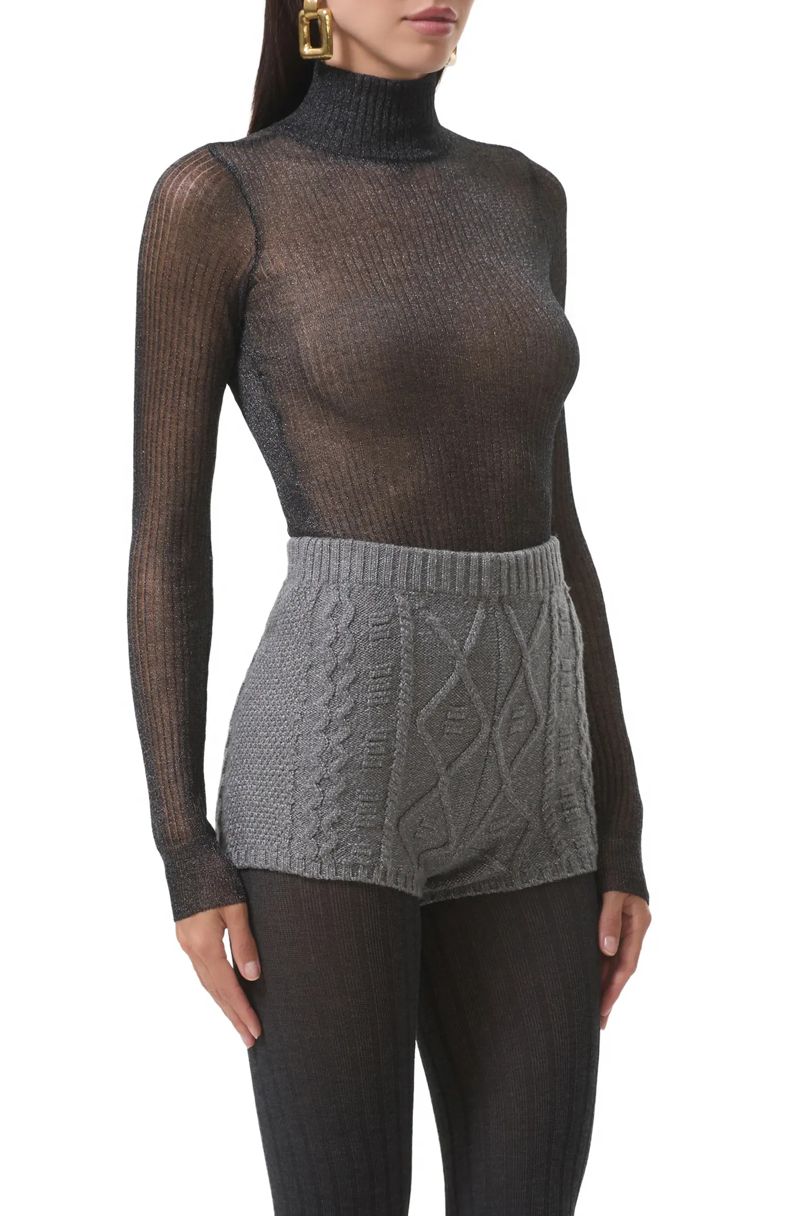 AFRM Bristol Metallic Semisheer Mock Neck Top | Nordstrom | Nordstrom