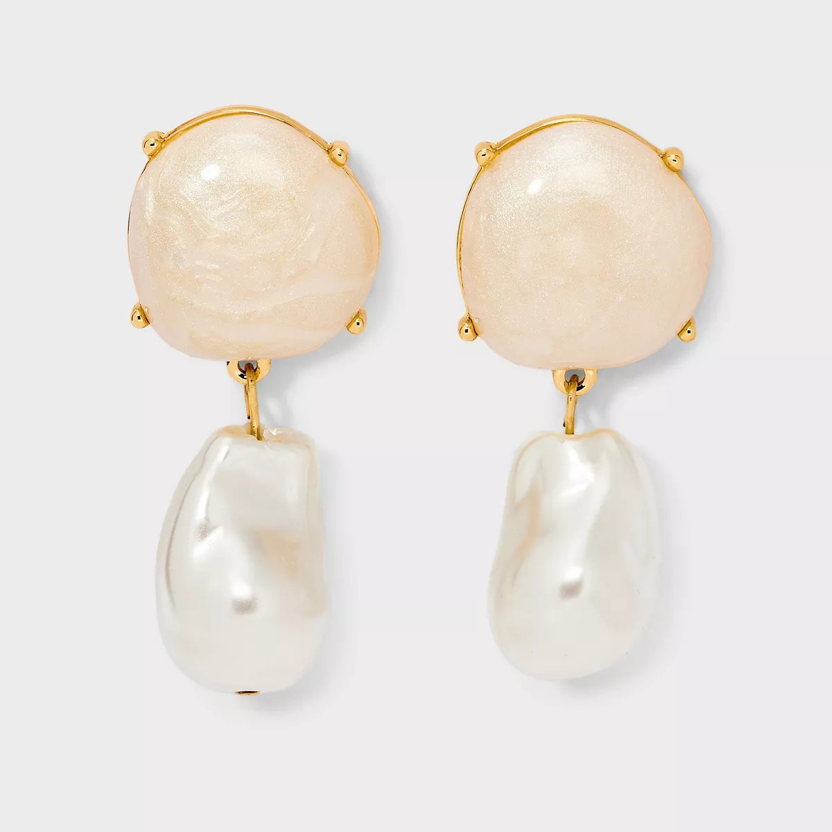 Baroque Pearl Drop Earrings - A New Day™ Ivory/Gold | Target