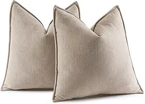MIULEE Pack of 2 Beige Decorative Pillow Covers 20x20 Inch Soft Chenille Couch Throw Pillows Farm... | Amazon (US)