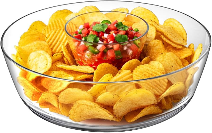 Amazing Abby - Charlie - Plastic Chip and Dip Bowl, Clear Serving Platter, Unbreakable Party Appe... | Amazon (US)