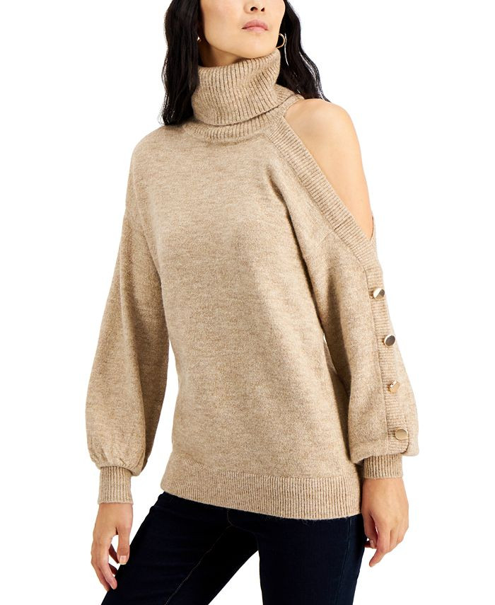 INC International Concepts Women's Cold-Shoulder Turtleneck Sweater, Created for Macy's & Reviews... | Macys (US)