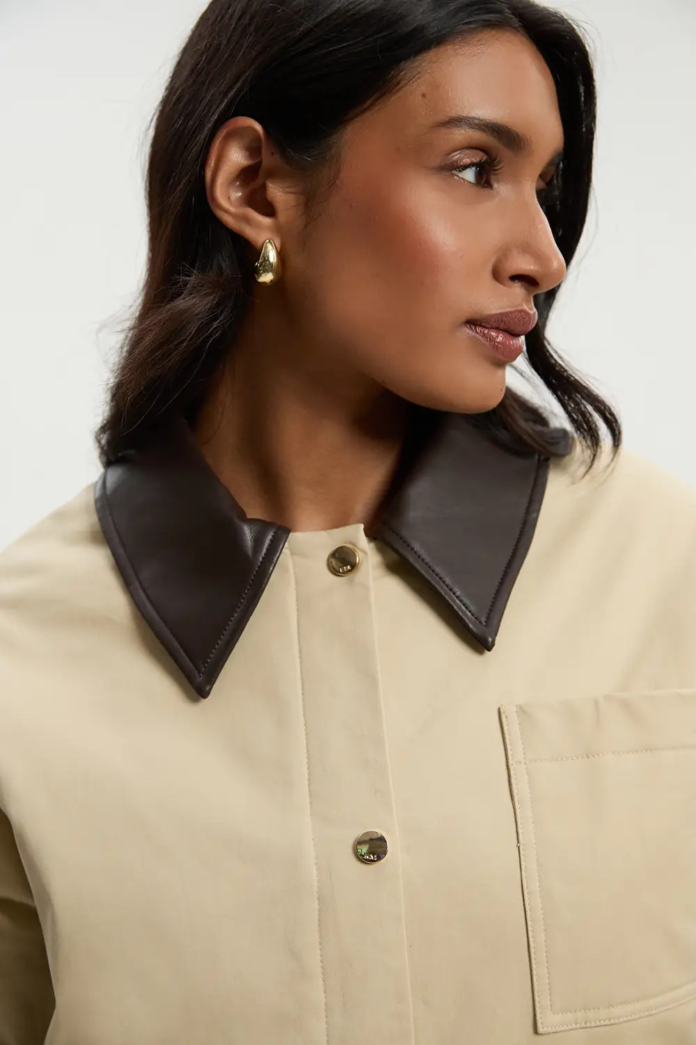 Quilted Contrast Collar Barn Jacket | Karen Millen AUS