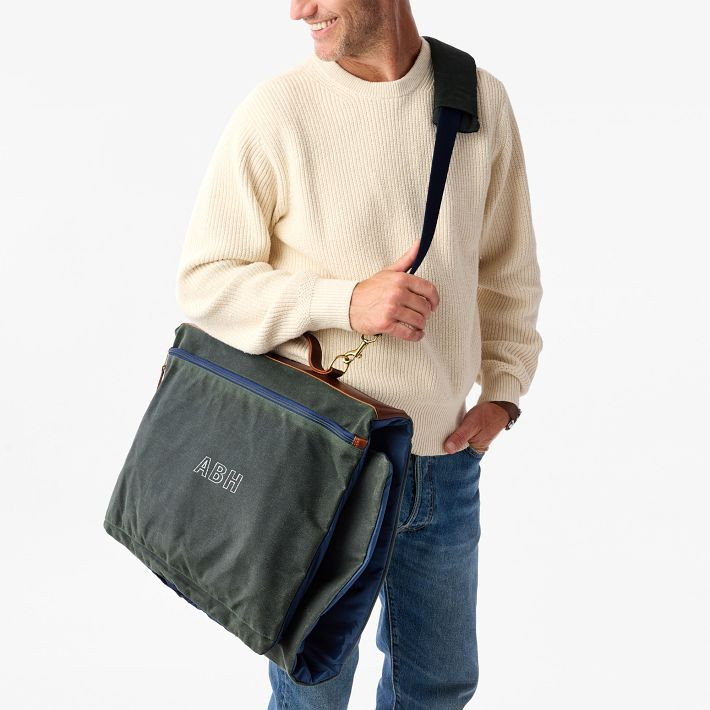 Hudson Sutler Waxed Canvas and Leather Garment Bag | Mark and Graham