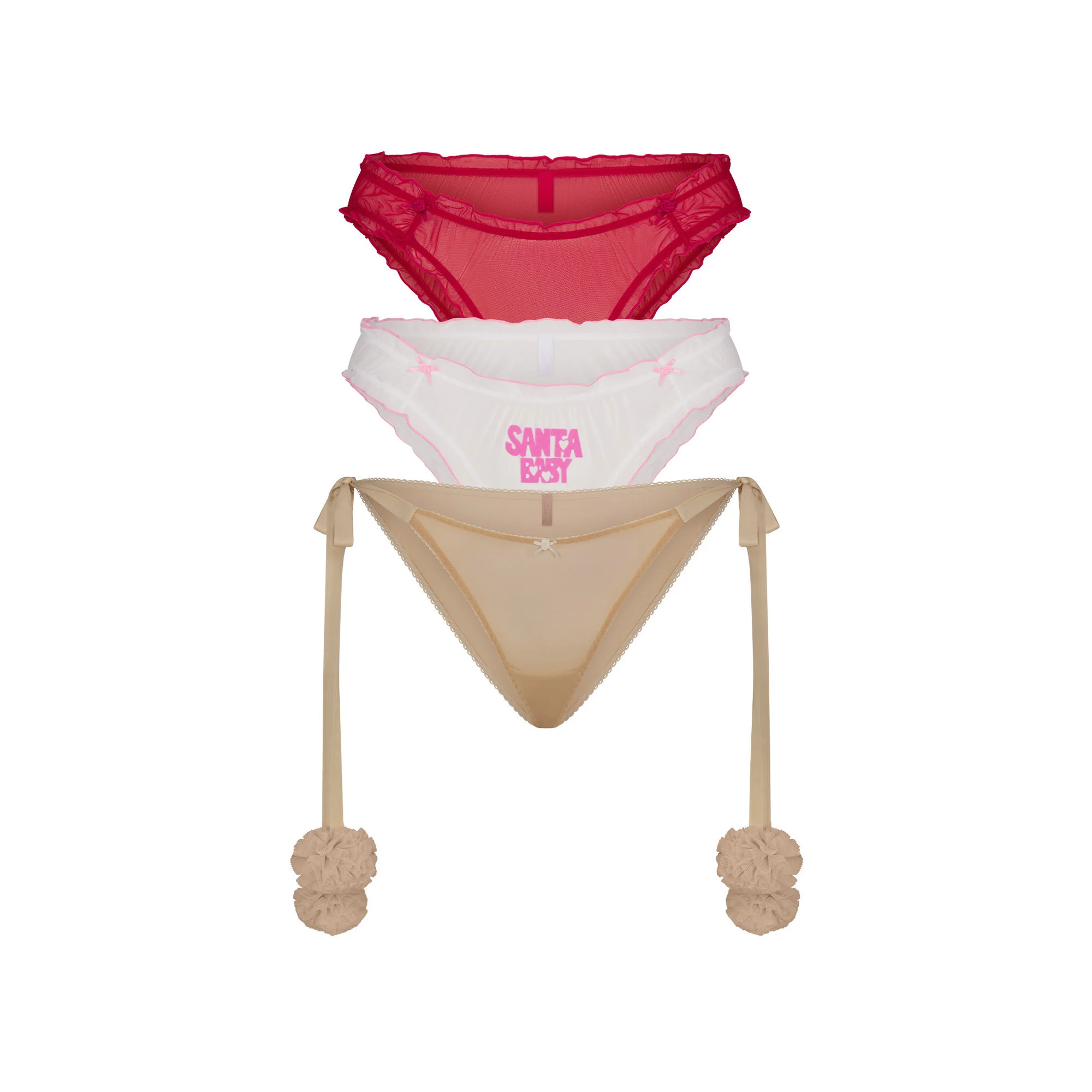 SKIMS Holiday Bikini 3-Pack | Light Neutral | Small | Ultra Fine Mesh | SKIMS (US)