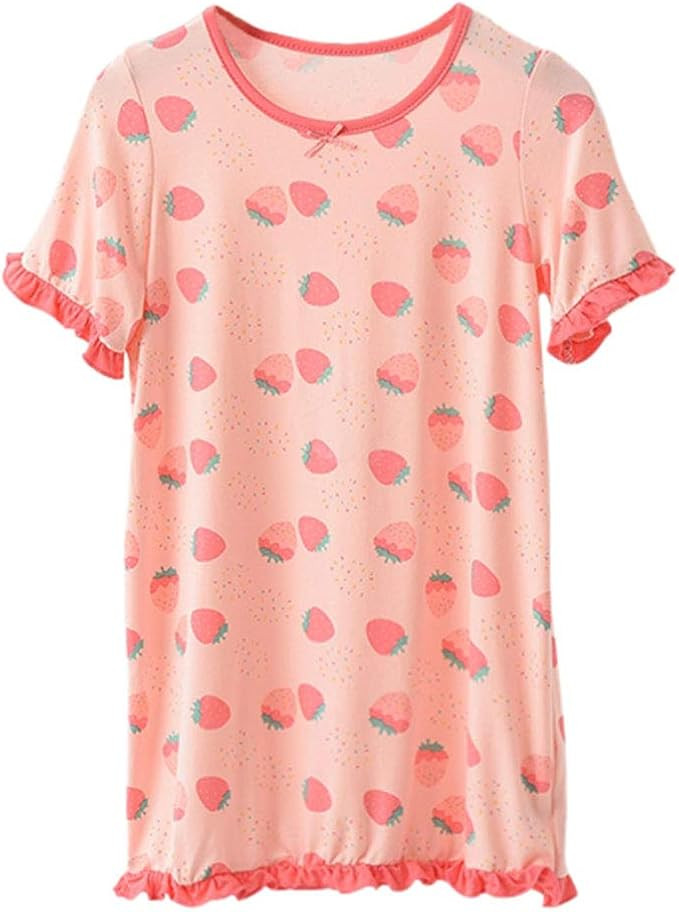Girls Summer Princess Nightgown Dress Kid Modal Short Sleeve Pajama Sleepwear | Amazon (US)