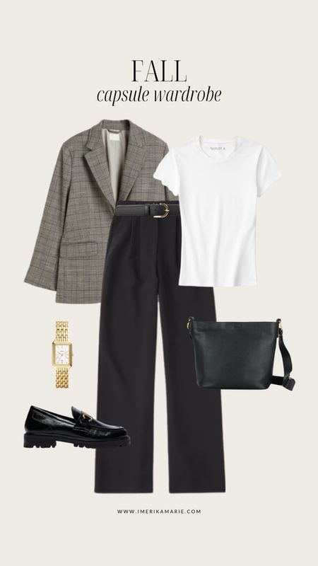 fall capsule wardrobe. fall outfits. blazer. abercrombie and fitch pants. loafers. tote bag. work outfit. black belt

#LTKfindsunder100 #LTKSeasonal #LTKstyletip