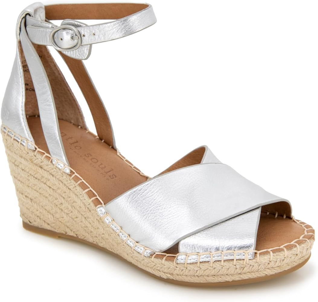 Gentle Souls by Kenneth Cole Women's Charli X Band Buckle Heeled Sandal Espadrille Wedge | Amazon (US)
