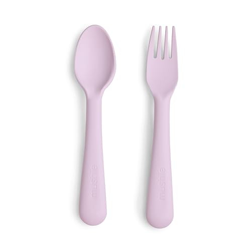 mushie Flatware Fork and Spoon Set For Kids | Made in Denmark (Soft Lilac) | Amazon (US)