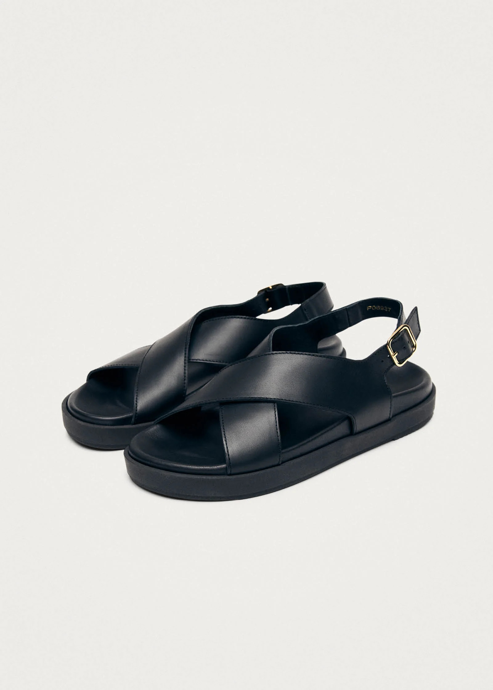 Nico Black Leather Sandals | ALOHAS (Global)