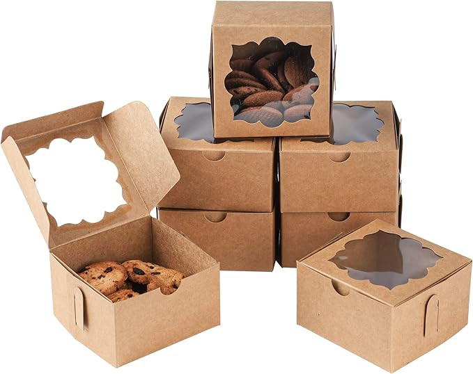 50pcs Cookie Boxes with Window Bakery Boxes Small Treat Boxes Mini Pie Boxes Pastry Boxes 4x4x2.5... | Amazon (US)