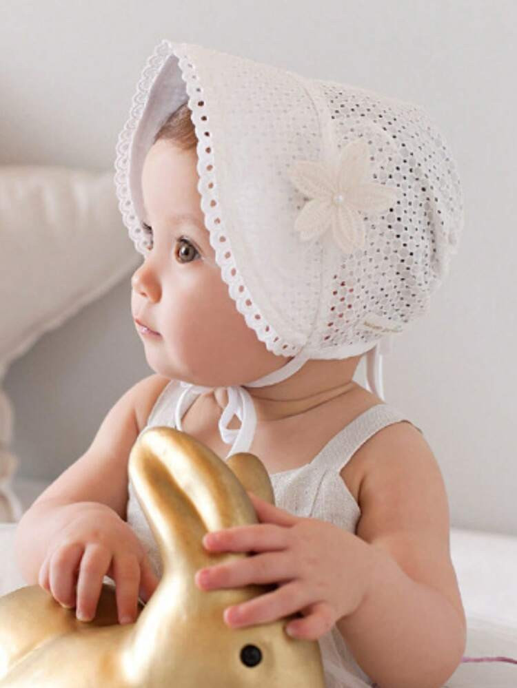 Lightweight Lace Butterfly Baby Bonnet, Cute Princess Infant Floral Trim Hat, Summer | SHEIN