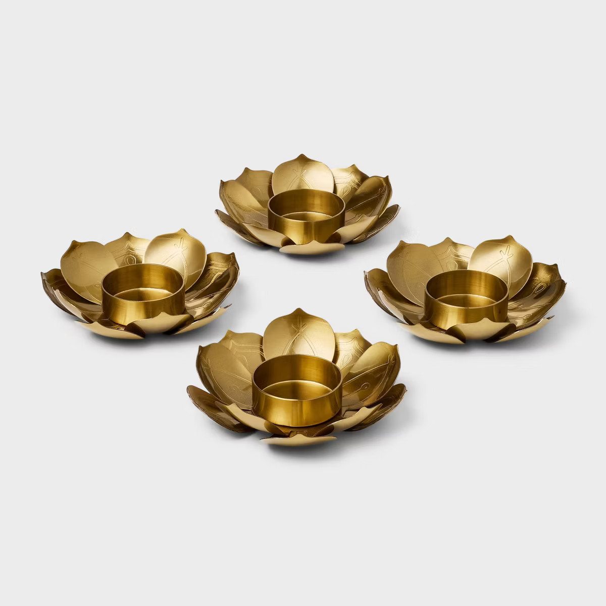 Diwali 6pc 1"x4.12" Tealight Design Decorative Diya Holders Gold | Target